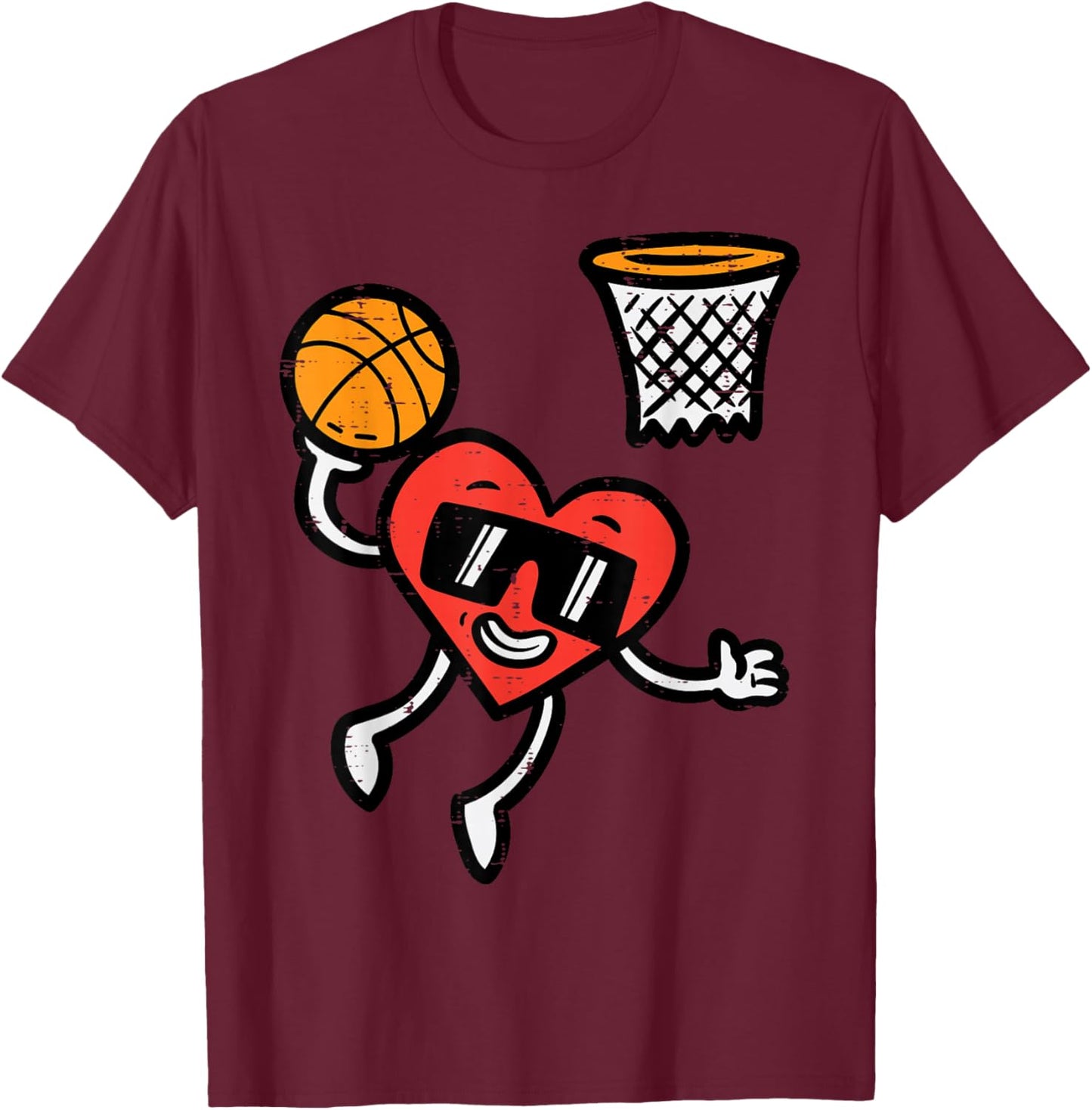 Valentines Day Basketball Cute Sports Men Boys Kids Toddlers T-Shirt - T-Shirt | Maroon