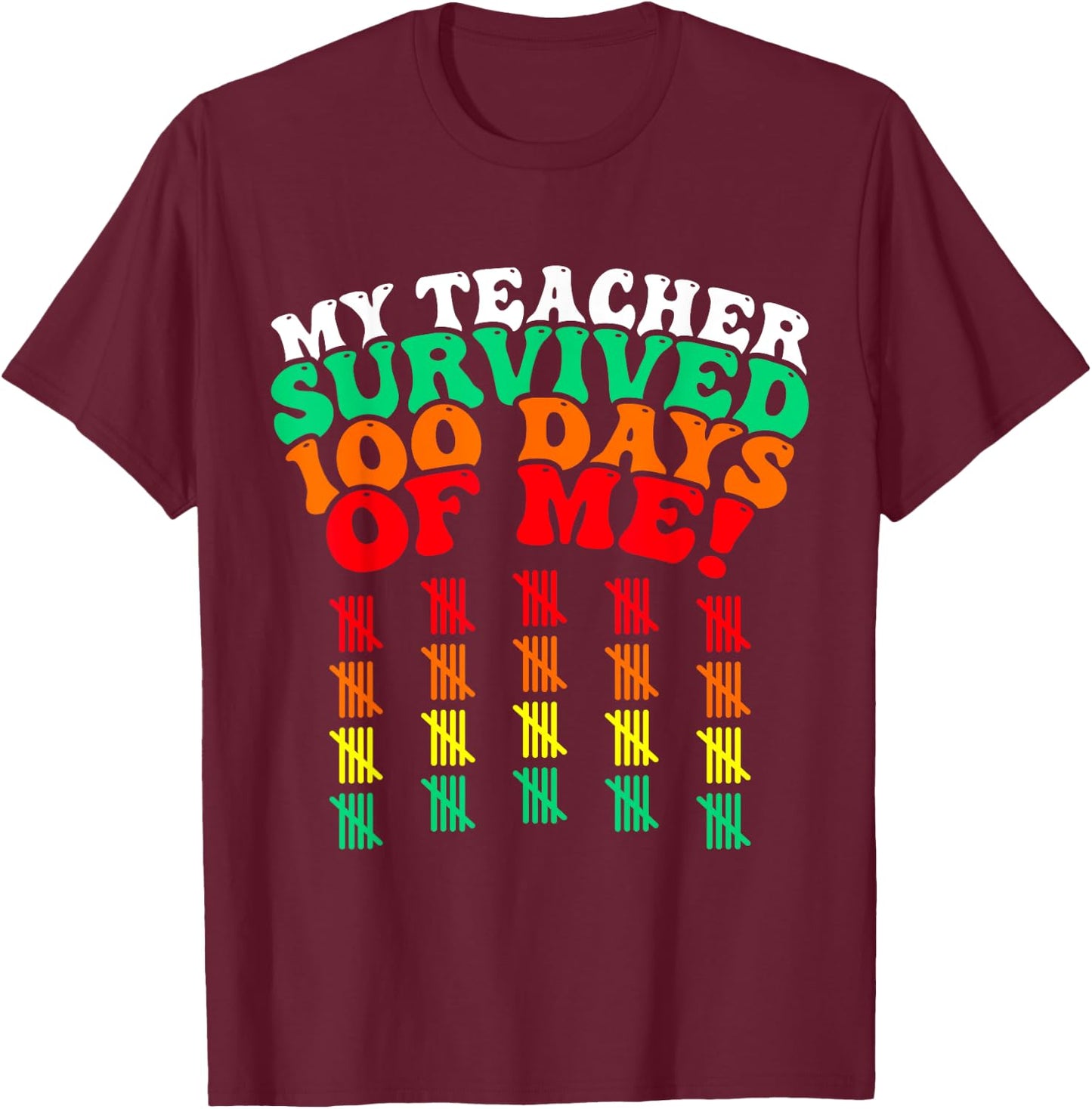 100 Days of School Kids 100th Day of School Costume T-Shirt - T-Shirt | Maroon
