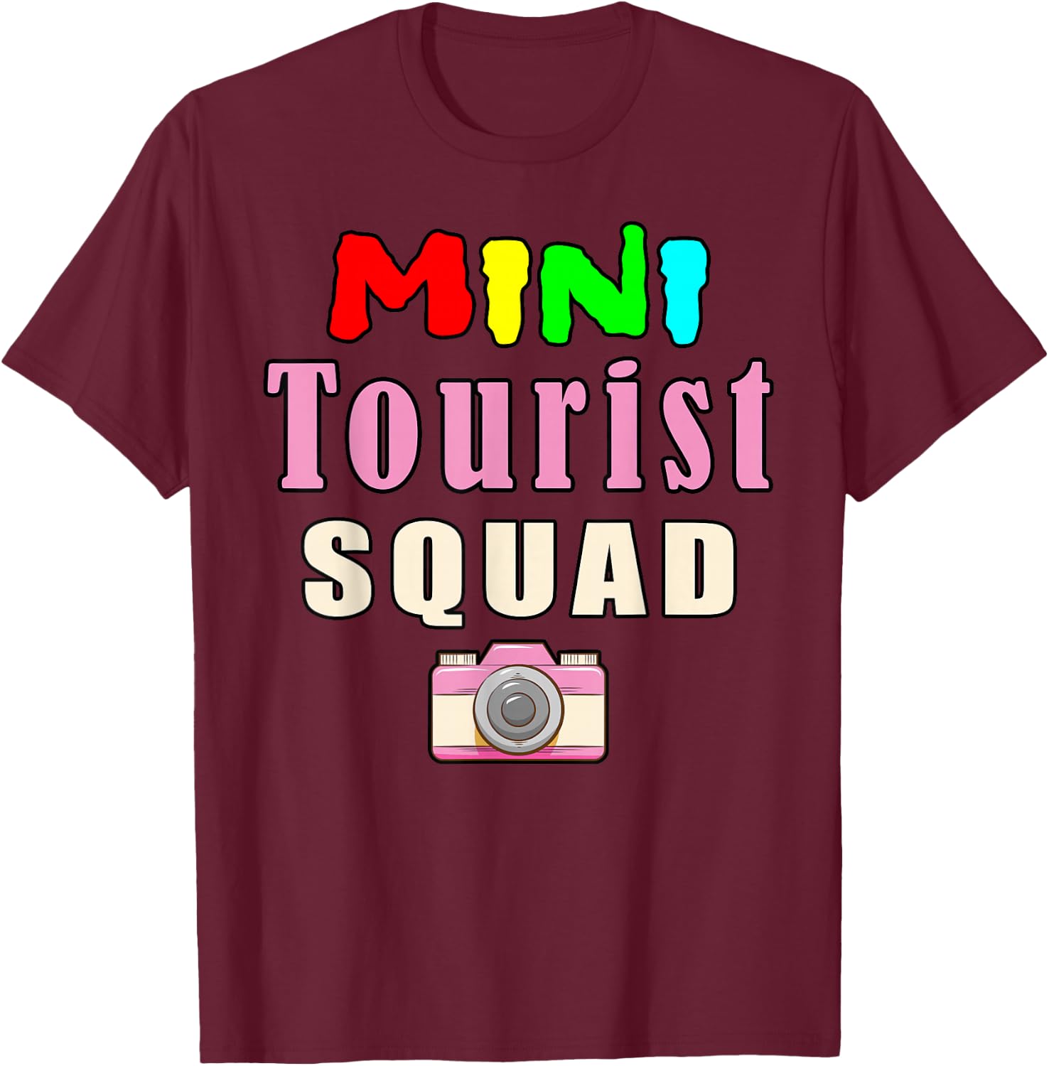Mini Tourist Squad Camera Girl Souvenir Vacation Travel T-Shirt - T-Shirt | Maroon