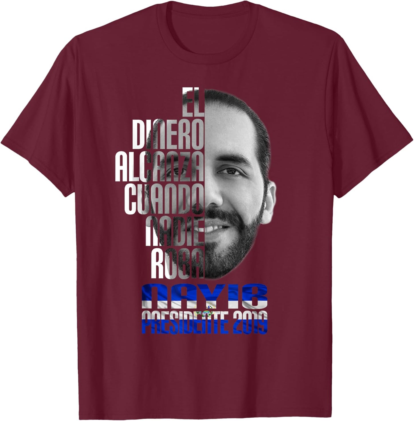 Nayib Bukele President of El Salvador T-Shirt - T-Shirt | Maroon