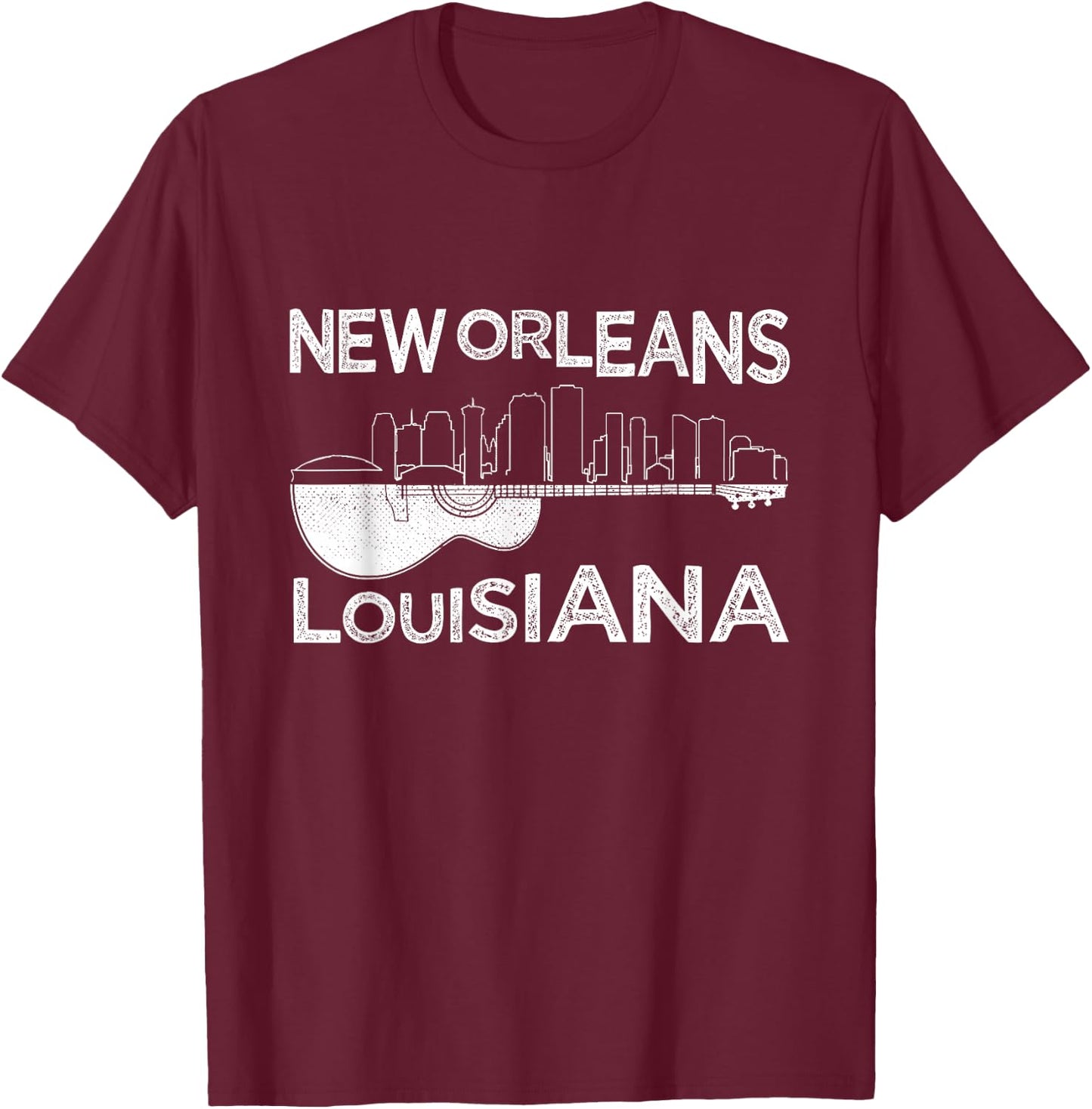 Souvenir New Orleans Guitar Music Louisiana New Orleans T-Shirt - T-Shirt | Maroon