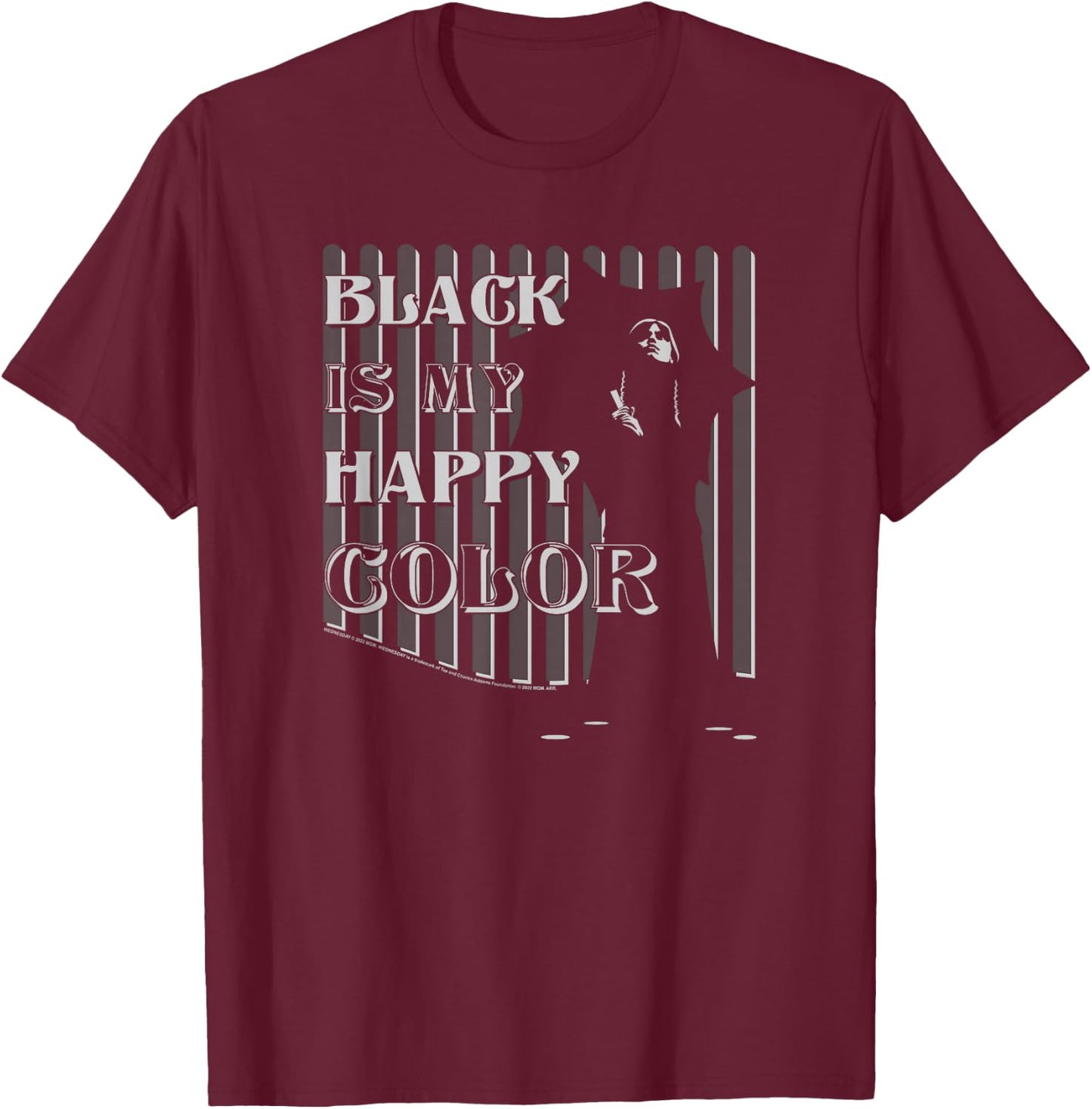 Wednesday Black Is My Happy Color Silhouette Poster T-Shirt - T-Shirt | Maroon