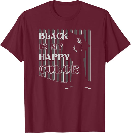 Wednesday Black Is My Happy Color Silhouette Poster T-Shirt - T-Shirt | Maroon