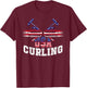 American Flag USA Team Curling Rock Winter Sports Lovers T-Shirt - T-Shirt | Maroon