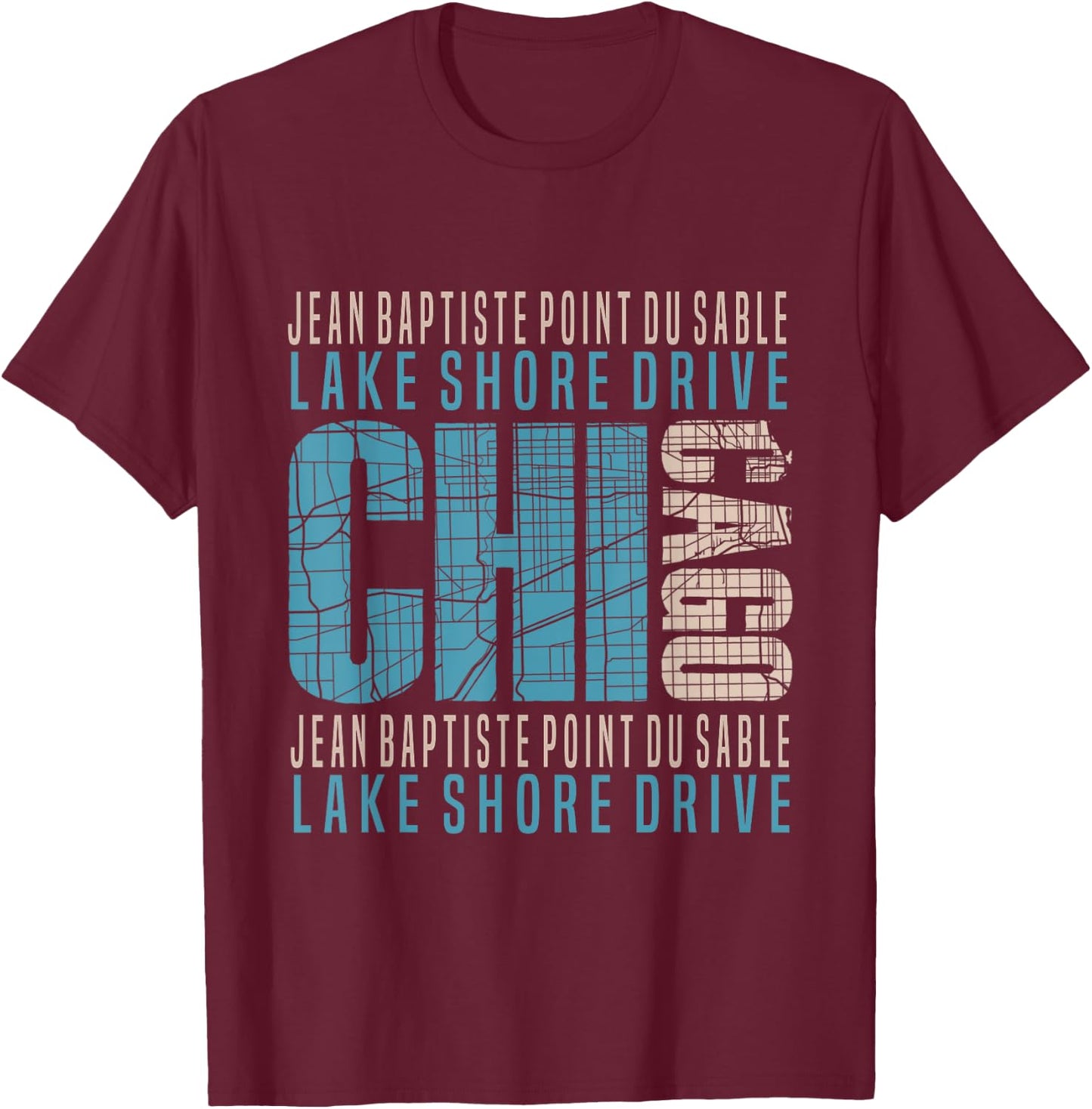Chicago Jean Baptiste Point du Sable Lake Shore Drive T-Shirt - T-Shirt | Maroon