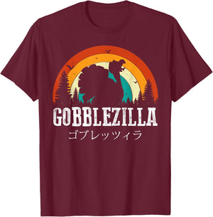 Turkey Day Thanksgiving Gobblezilla T-Shirt - T-Shirt | Maroon