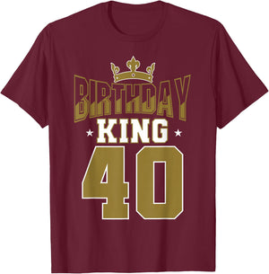 Birthday King 40 Bday Party Celebration 40th Royal Theme T-Shirt - T-Shirt | Maroon