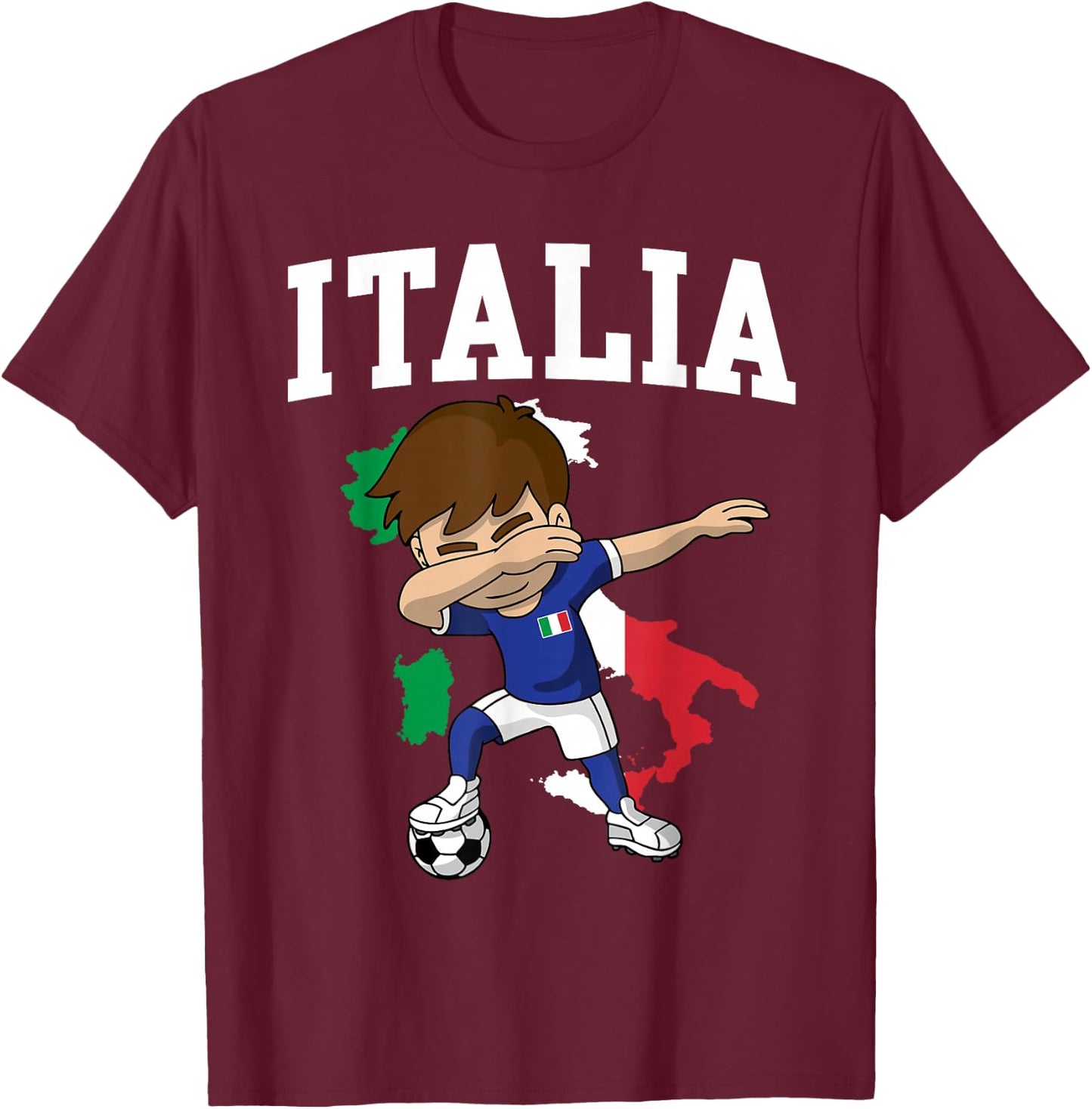 Italia Soccer Boy Italian Italy Flag Map Sports Team Coach T-Shirt - T-Shirt | Maroon