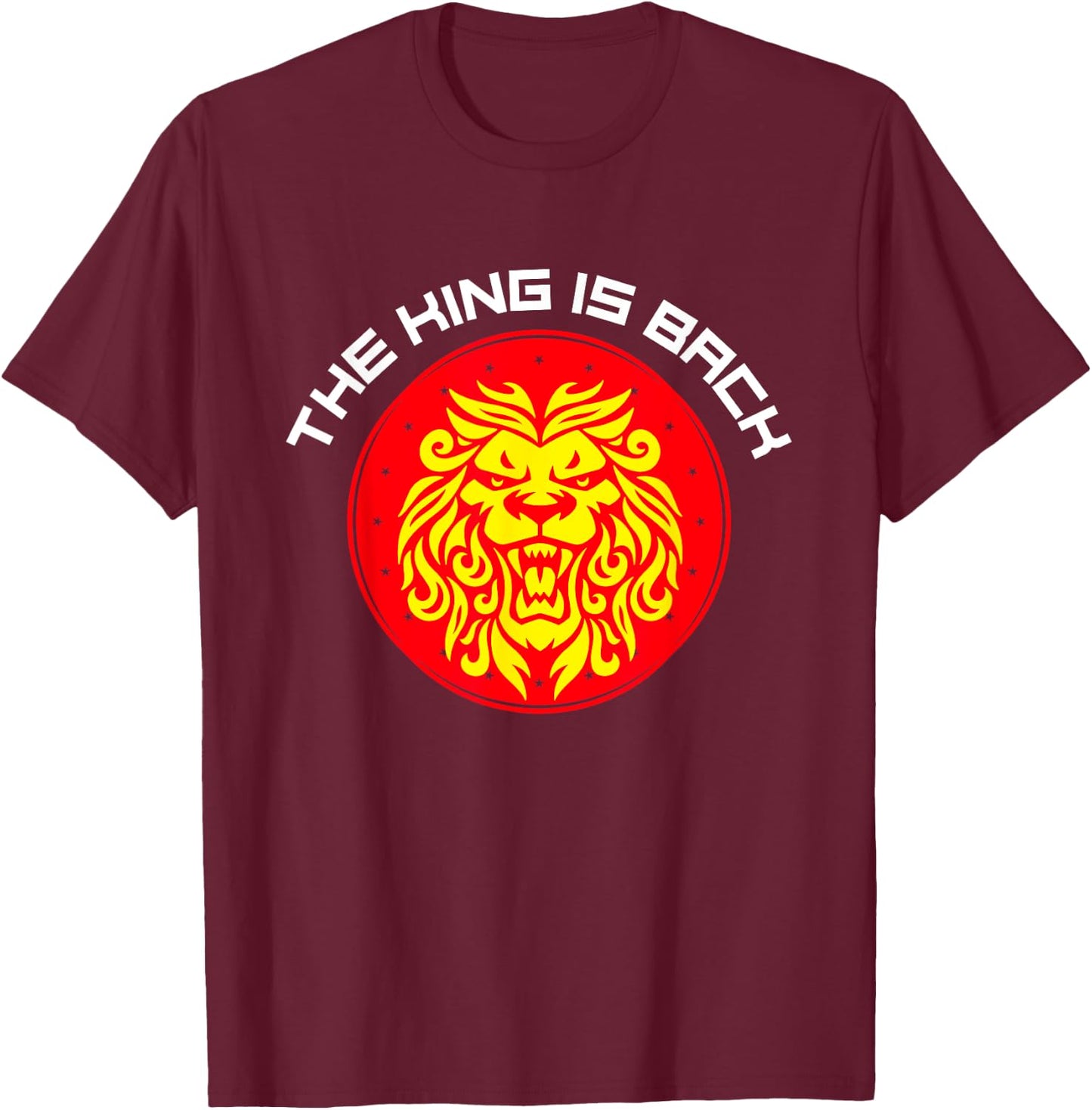 The King is Back, Lion, Jones, MMA, Jon, Wrestle, bones T-Shirt - T-Shirt | Maroon