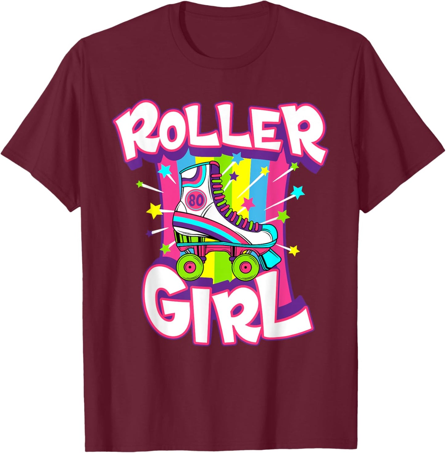 Roller Girl Funny 70s Vintage Roller Skate Seventies Costume T-Shirt - T-Shirt | Maroon