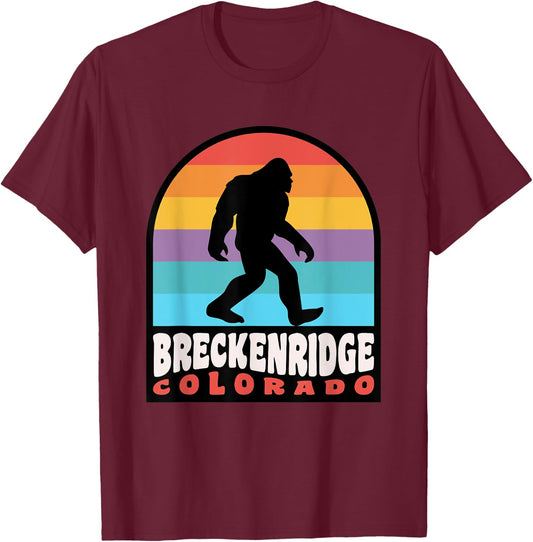 Breckenridge Colorado Bigfoot Sasquatch Retro Sunset T-Shirt - T-Shirt | Maroon