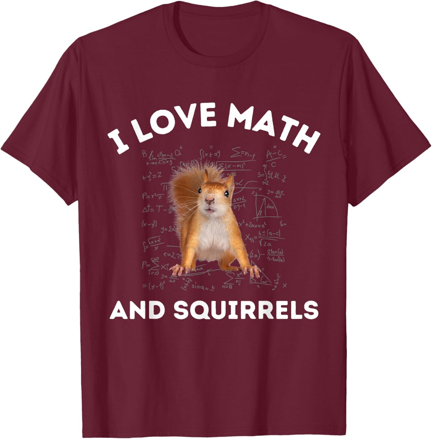 I Love Math and Squirrels Squirrel Lover Algebra Teacher Women Kids T-Shirt - T-Shirt | Maroon