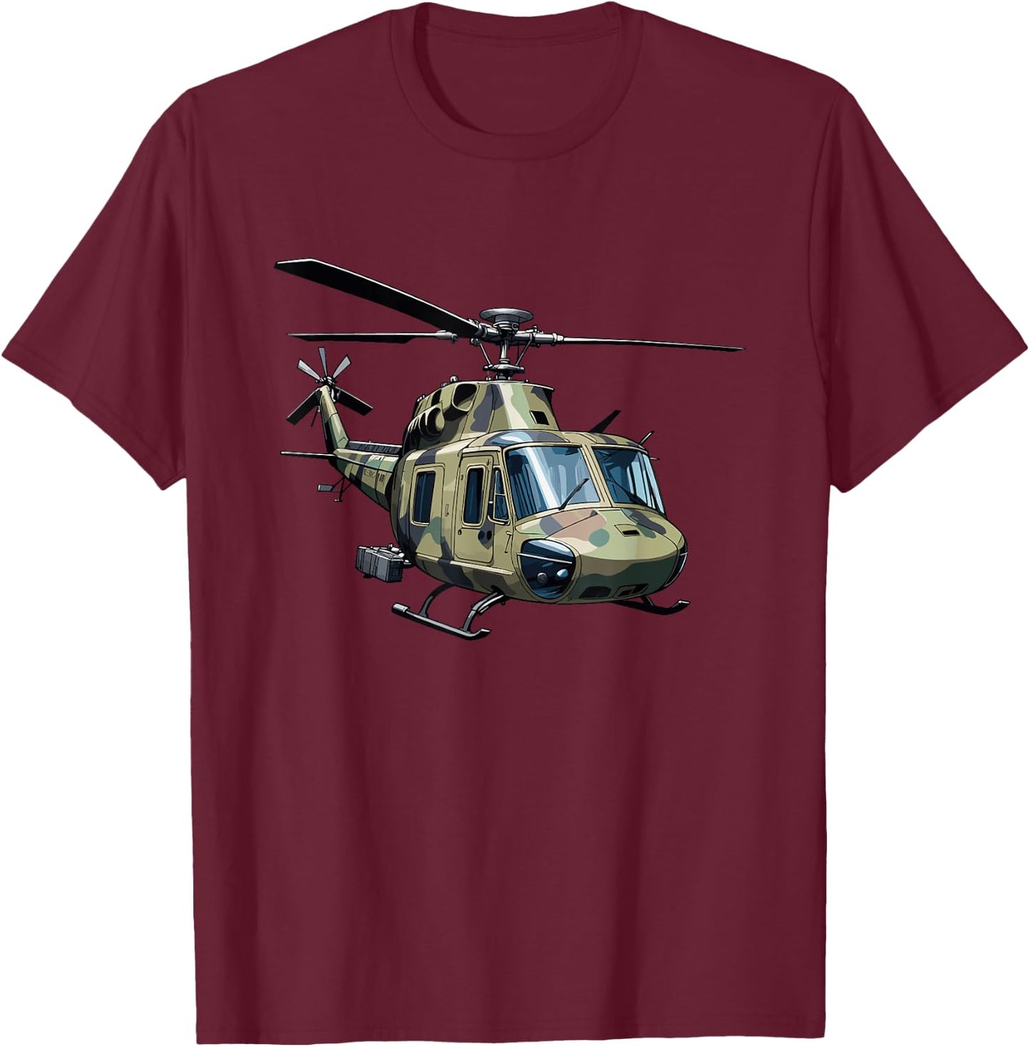 UH-1 Huey Retro Helicopter Vintage Sunset Vietnam Chopper T-Shirt - T-Shirt | Maroon