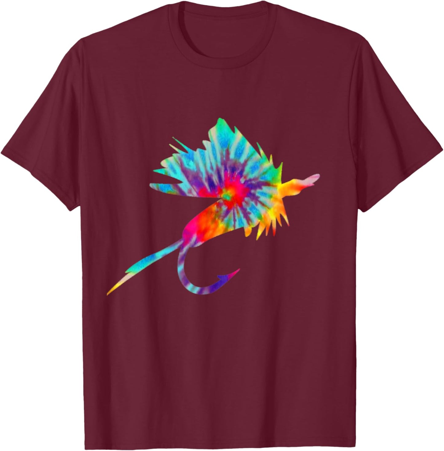 Fly Fishing Tie Dye Vintage Fly Tying Trout Fisherman T-Shirt - T-Shirt | Maroon