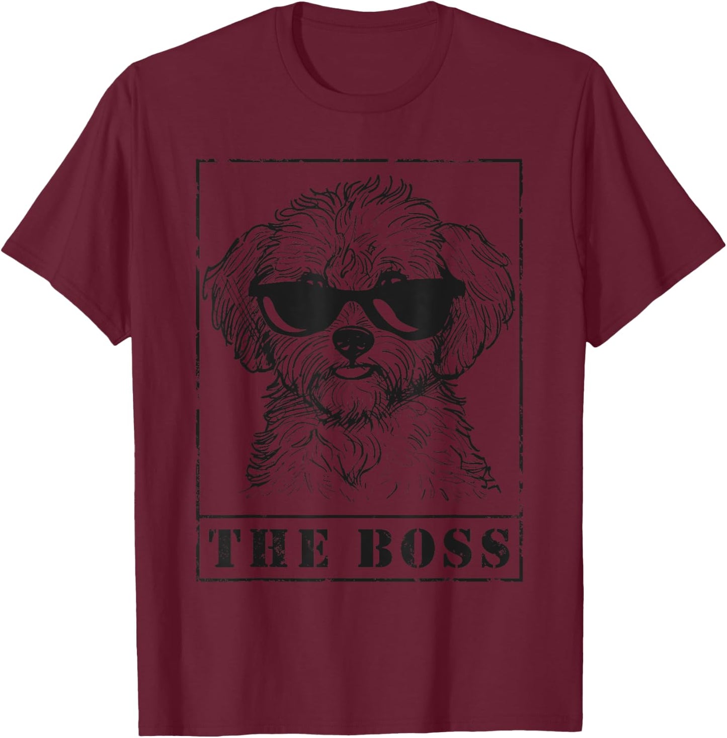 The Funny Yorkiepoo Boss Mom Dad Dog Lover T-Shirt - T-Shirt | Maroon