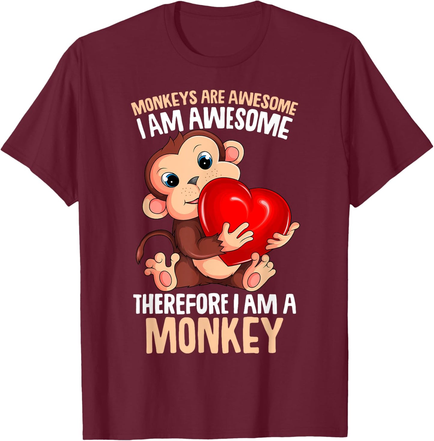 Monkeys Are Awesome Girls Kids Monkey T-Shirt - T-Shirt | Maroon