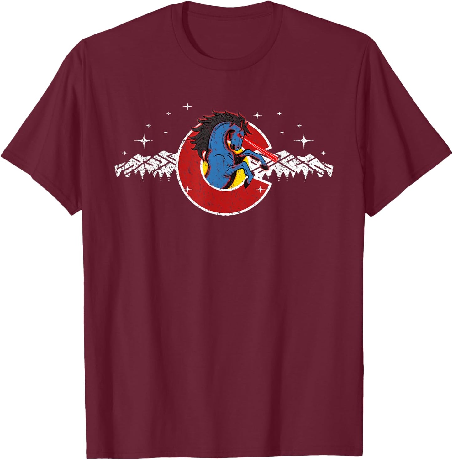 Colorado Blucifer Demon Horse T-Shirt - T-Shirt | Maroon