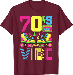 70s Vibe 1970s Fashion Theme Party Outfit Seventies Costume T-Shirt - T-Shirt | Maroon