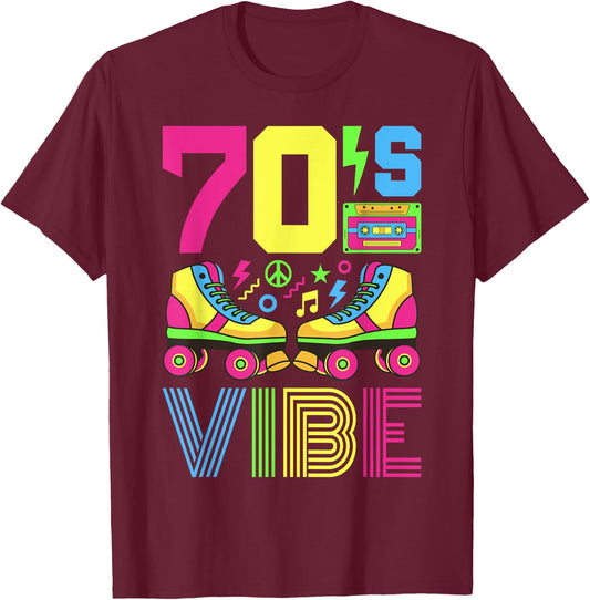 70s Vibe 1970s Fashion Theme Party Outfit Seventies Costume T-Shirt - T-Shirt | Maroon