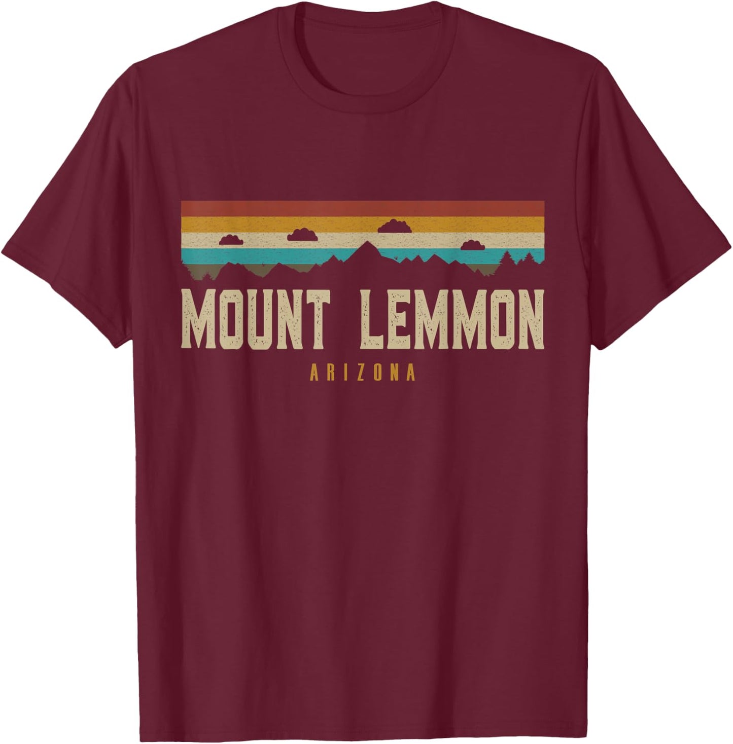 Mount Lemmon Mountains Arizona Hiking Outdoors Retro T-Shirt - T-Shirt | Maroon