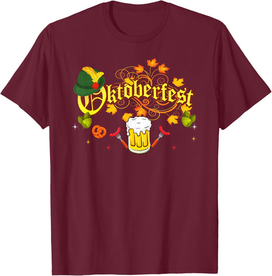 Oktoberfest German Beer Festival October T-Shirt - T-Shirt | Maroon