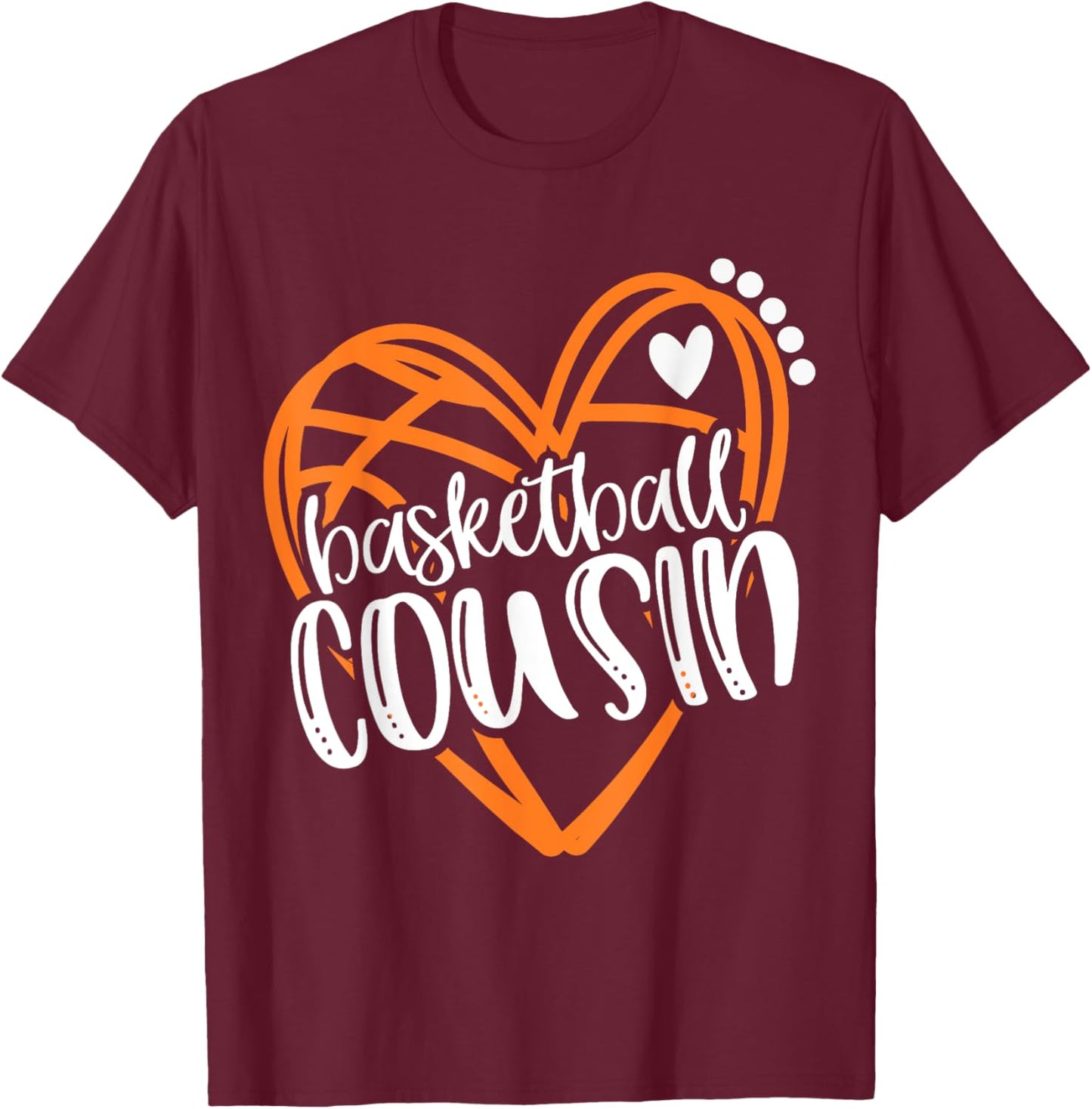 Girls Basketball COUSIN Heart Distressed T-Shirt - T-Shirt | Maroon