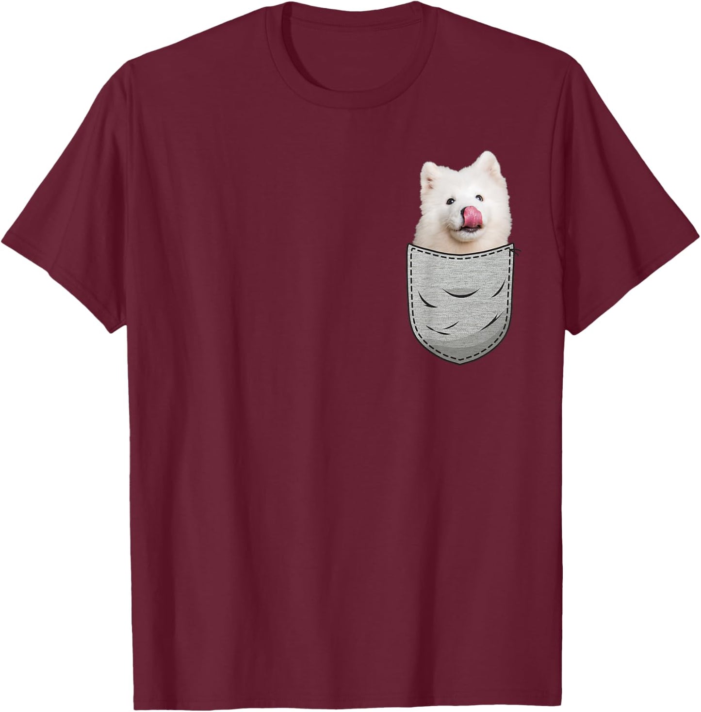 Samojeder Samoyed Chest Bag Pocket Dog Owners T-Shirt - T-Shirt | Maroon