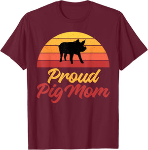 Proud Pig Mom Pig Owner Pig Farmer Pig Mother T-Shirt - T-Shirt | Maroon