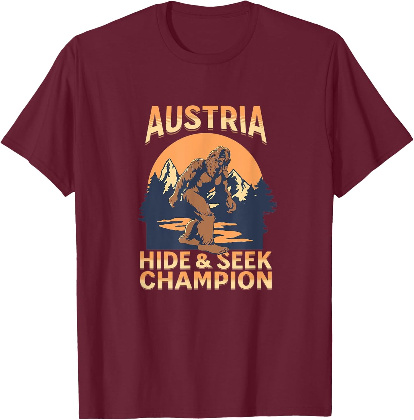 Austria Bigfoot Country Sunset Champ T-Shirt - T-Shirt | Maroon