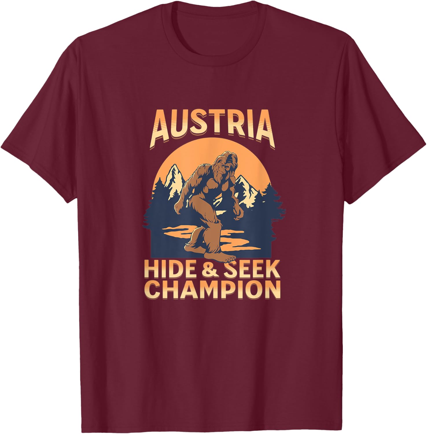 Austria Bigfoot Country Sunset Champ T-Shirt - T-Shirt | Maroon