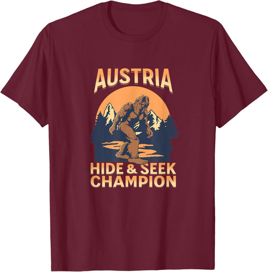 Austria Bigfoot Country Sunset Champ T-Shirt - T-Shirt | Maroon