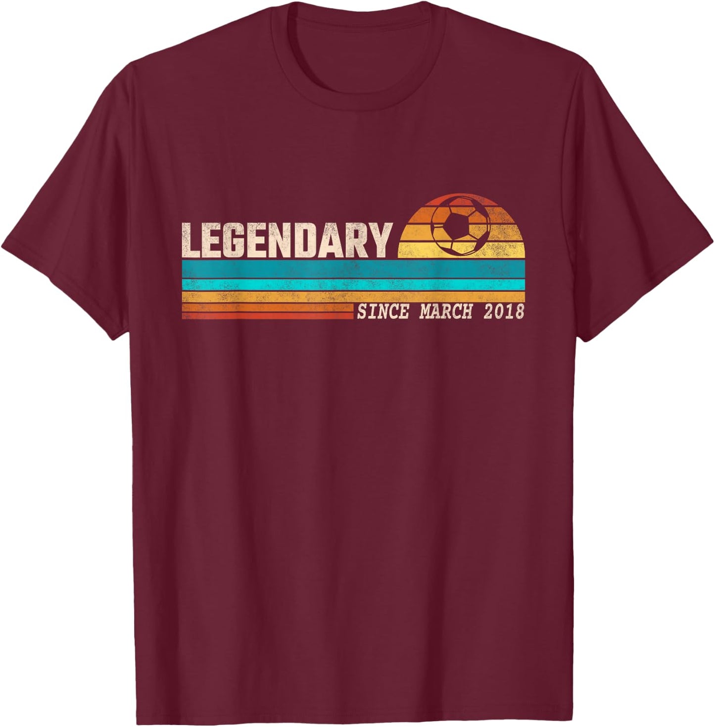 Soccer Player Legend Since March 2018 Birthday T-Shirt - T-Shirt | Maroon