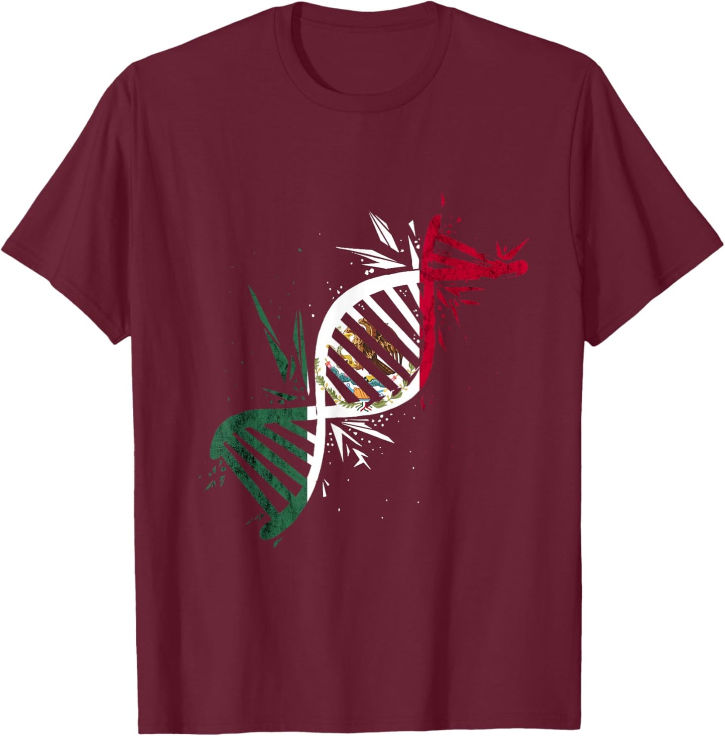 Mexico DNA Molecule Mexican Roots Mexico Flag Mexican Pride T-Shirt - T-Shirt | Maroon