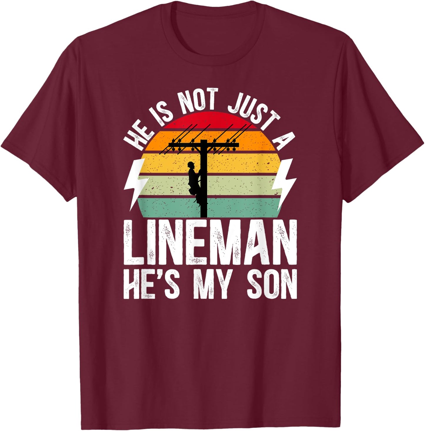 He's My Son Lineman Mom Of A Lineman Mama Line Mother T-Shirt - T-Shirt | Maroon