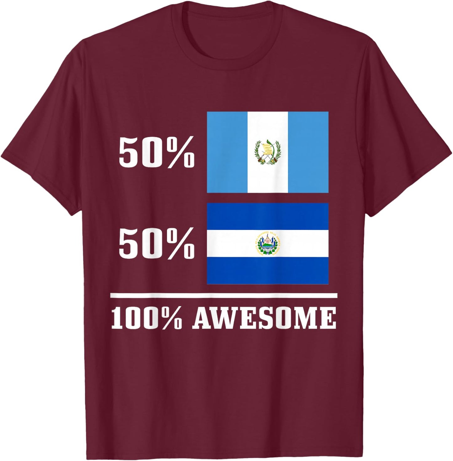 Guatemala El Salvador Salvadorian Guatemalan Flag Pride T-Shirt - T-Shirt | Maroon