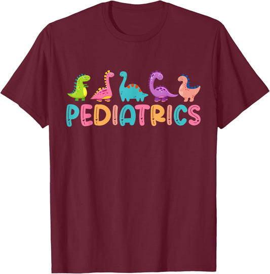 Pediatrics Dinosaurs Peds Nurse Crew Appreciation Pediatric T-Shirt - T-Shirt | Maroon