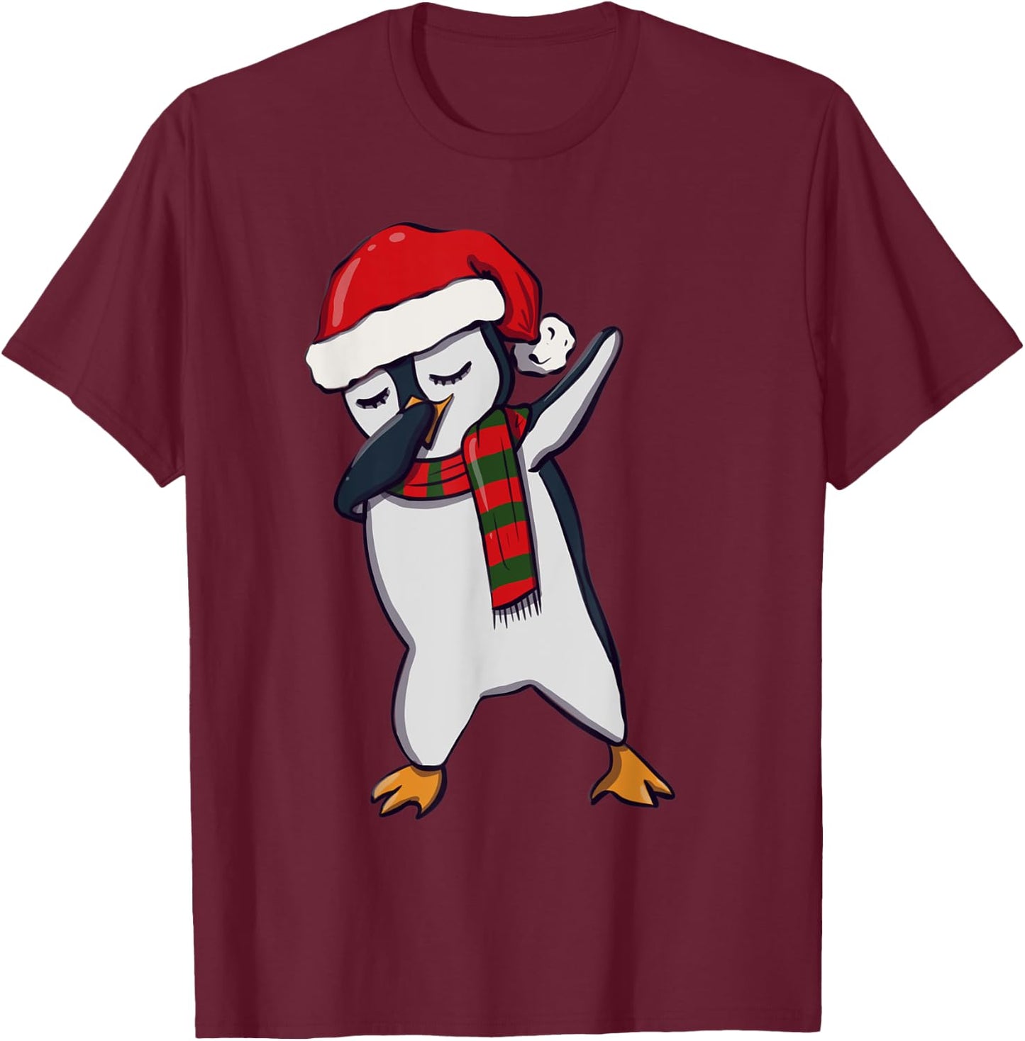 Kids Dabbing Dab Penguin Man Xmas Girls Boys Christmas T-Shirt - T-Shirt | Maroon