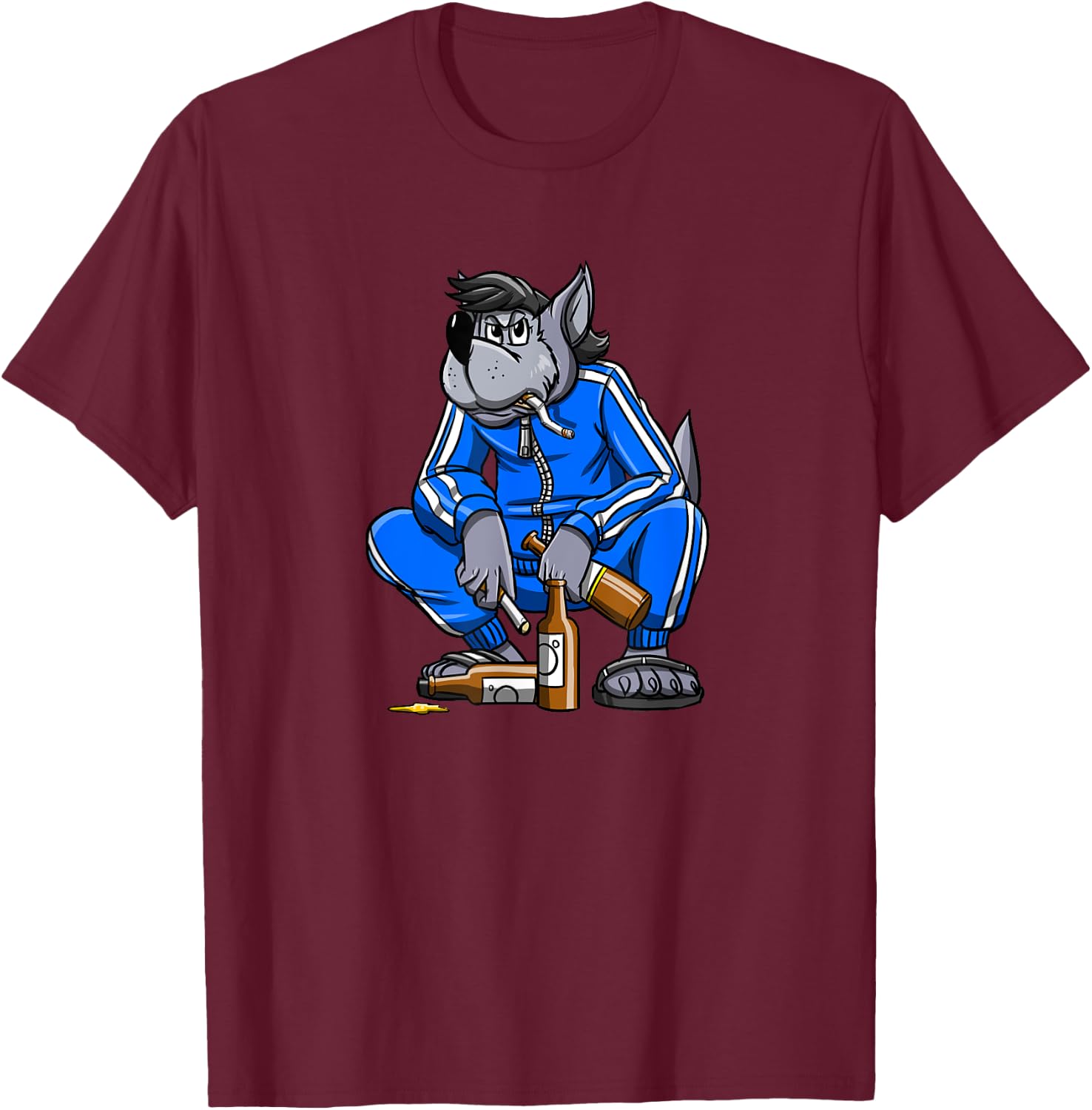 Russian Gopnik Russian Squat Nu Pogodi Wolf Russian T-Shirt - T-Shirt | Maroon