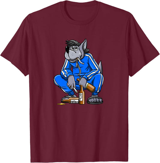 Russian Gopnik Russian Squat Nu Pogodi Wolf Russian T-Shirt - T-Shirt | Maroon