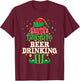 Santa's Favorite Beer Drinking Elf Christmas Matching T-Shirt - T-Shirt | Maroon
