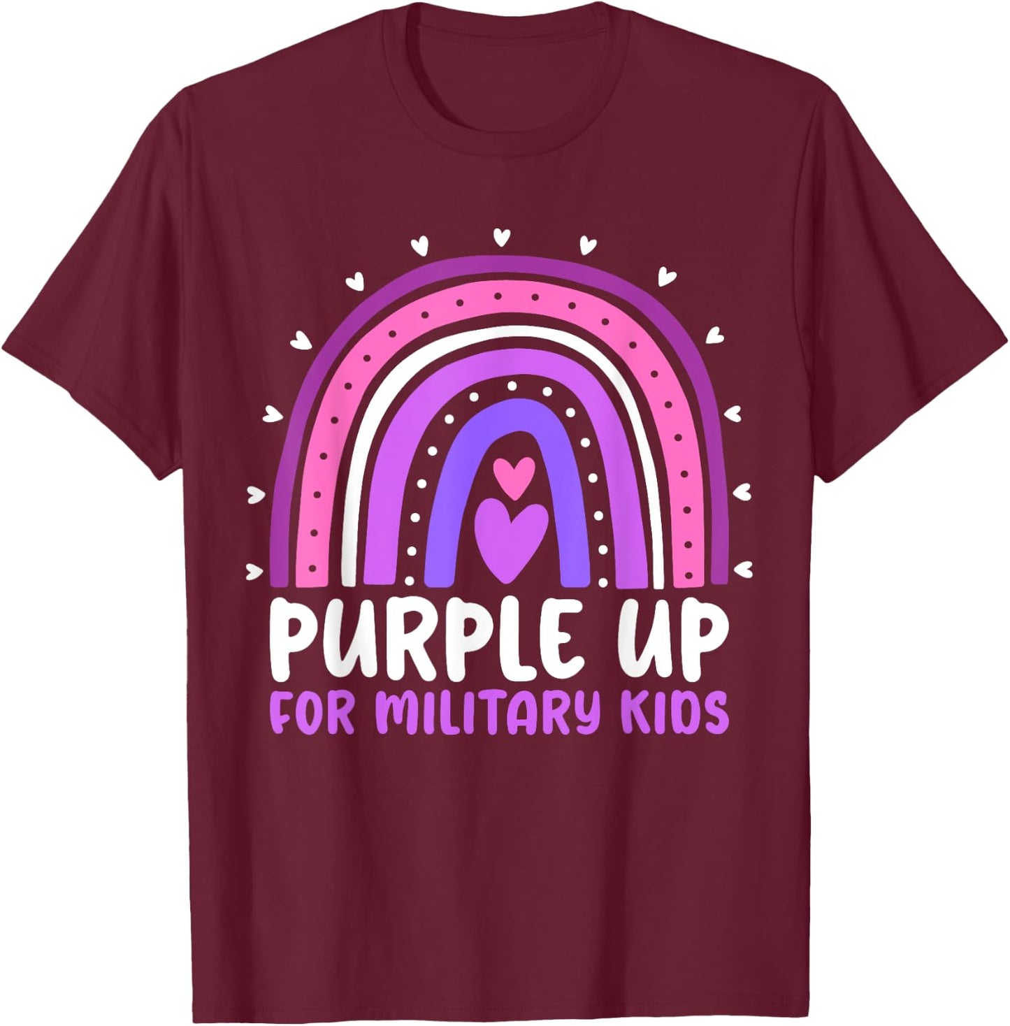 Purple Up for Military Kids Month Military Child Rainbow T-Shirt - T-Shirt | Maroon