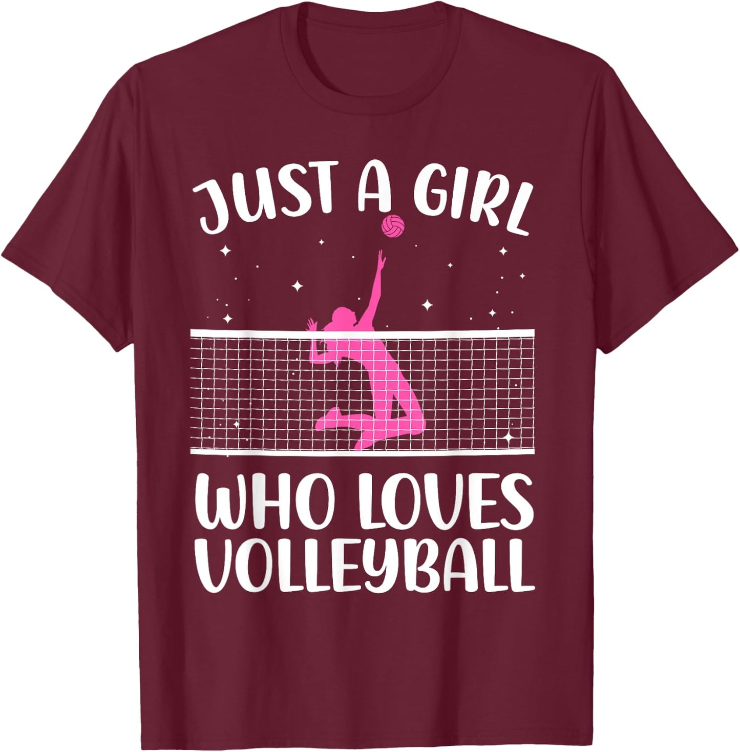 Cute Volleyball Player for Teen Girls Women Libero Coach T-Shirt - T-Shirt | Maroon