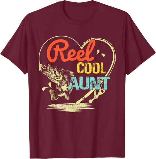 Reel Cool Aunt Fishing Mothers Day For T-Shirt - T-Shirt | Maroon
