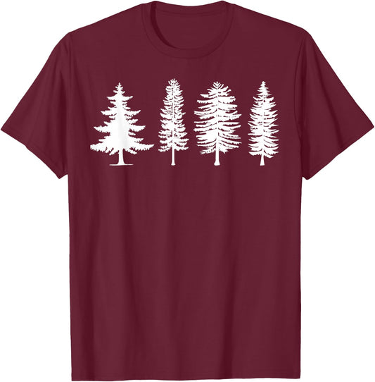 Pine Trees, Evergreen Trees, Nature Lover, Camping, Hiking T-Shirt - T-Shirt | Maroon