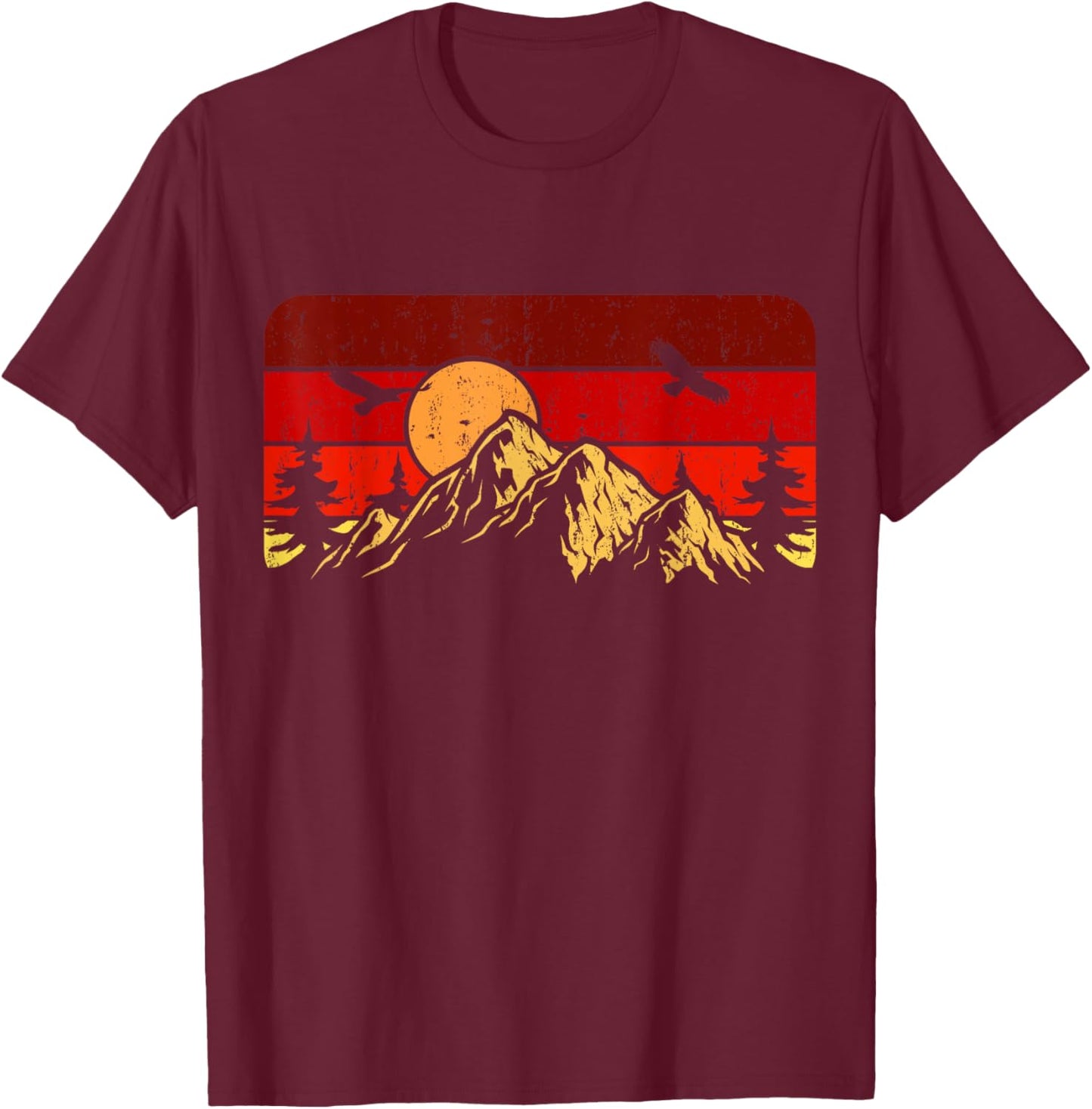 Vintage Wilderness - Outdoor Wildlife Nature Camping T-Shirt - T-Shirt | Maroon