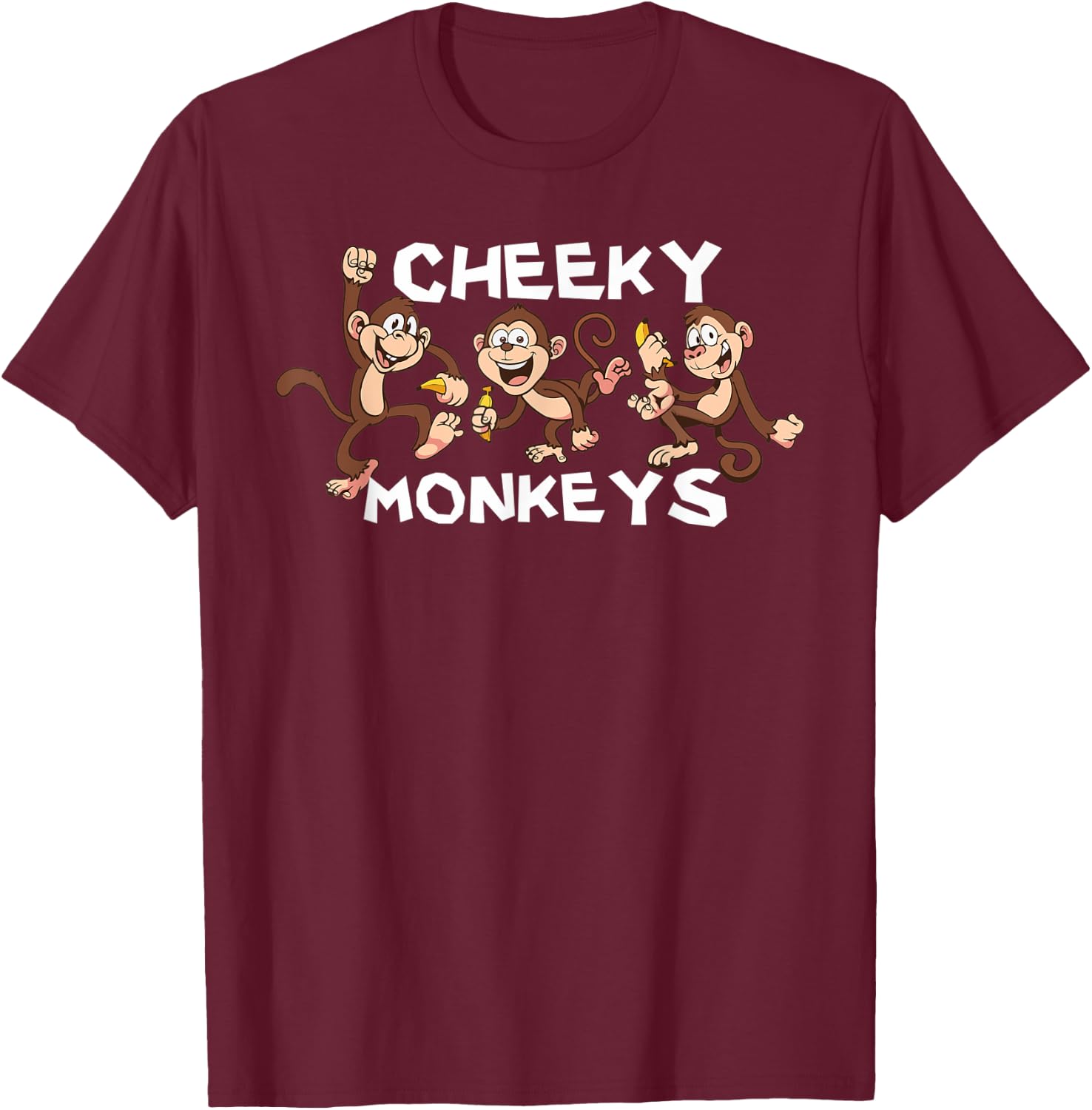 Cute Cheeky Monkey Face, Funny Jungle Wild Animal Lover T-Shirt - T-Shirt | Maroon