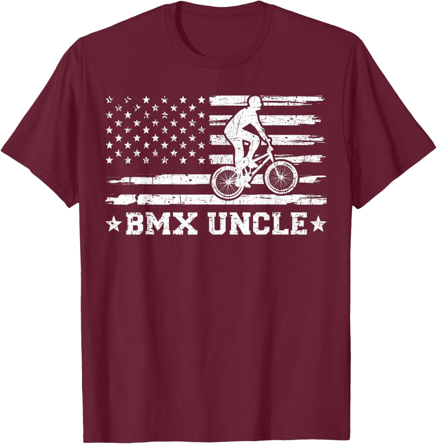 BMX Bike Rider American Flag BMX Uncle Father's Day T-Shirt - T-Shirt | Maroon