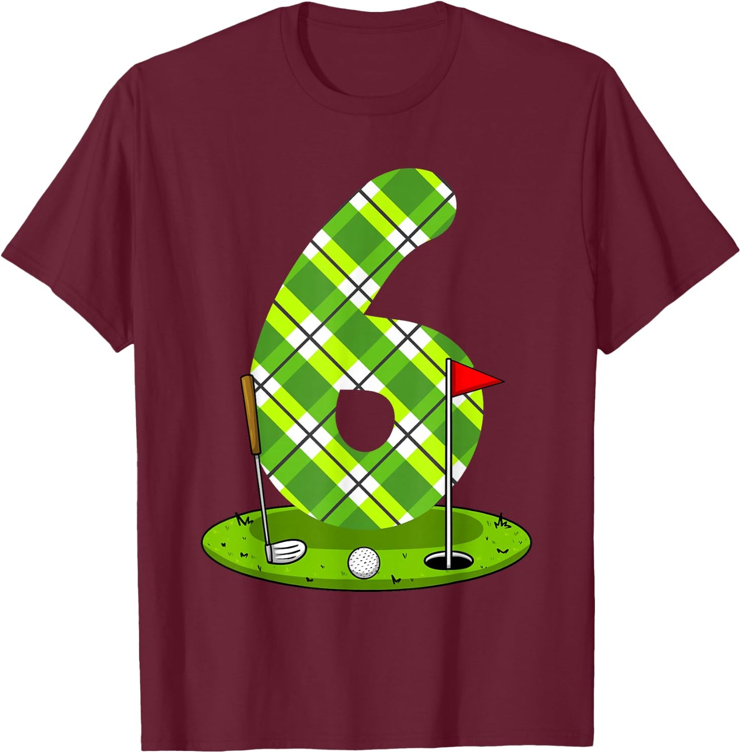 Golf Birthday Shirt For Kids 6th Birthday Party Golfer T-Shirt - T-Shirt | Maroon