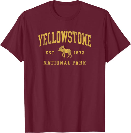 Yellowstone National Park 1872 Hiking Graphic T-Shirt - T-Shirt | Maroon
