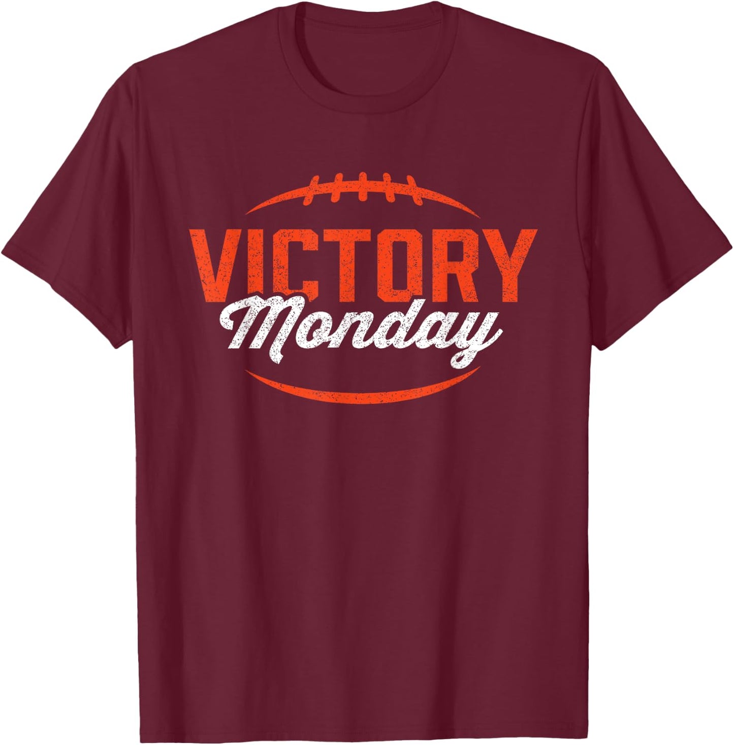 Retro Football Victory Monday Orange Text Game Day T-Shirt - T-Shirt | Maroon
